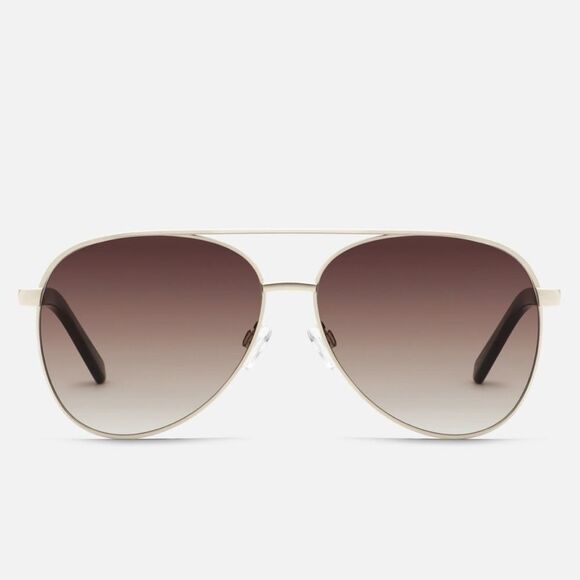 Quay Australia Accessories - QUAY VIVIENNE Gold Brown Aviator Glasses Sunglasses w Case